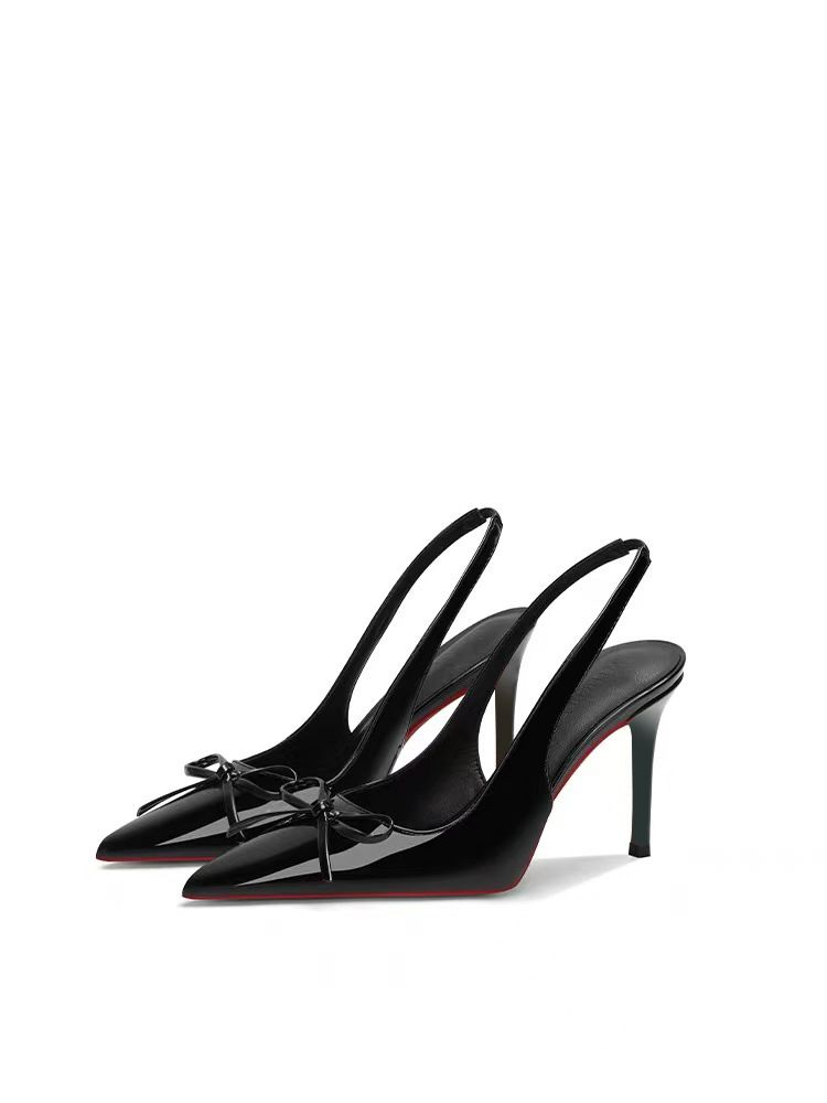 2026 Summer New Women Sandals, Shallow Mouth Pointed Toe Back Hollow Stiletto Heels, Elegant Bow Decor Red Bottom Temperament Pumps, Ladies Casual Party Dress High Heel Shoes