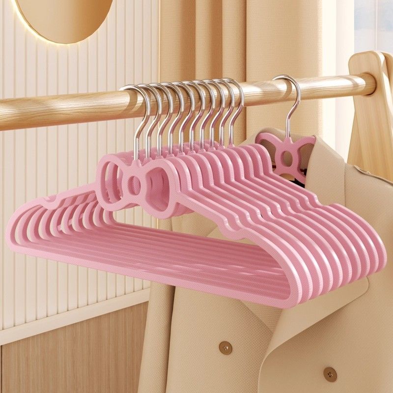 Cute Heart Bow Plastic Hangers, Non-slip Clothes Hanging Racks, Creative Garment Hangers for Student Dormitory, Bedroom Wardrobe