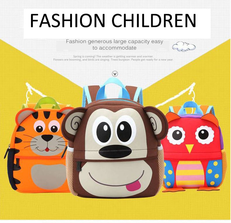 3D Cute Animal Design Backpack Children School Bags for Girls