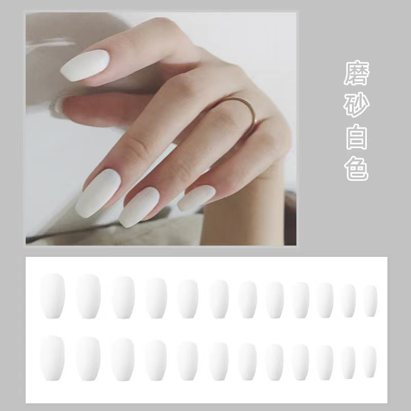 24PCS Flesh Frosted Ballet Nails Matte Coffin Nails Wearable Nail Art Trapezoid Fake Nails