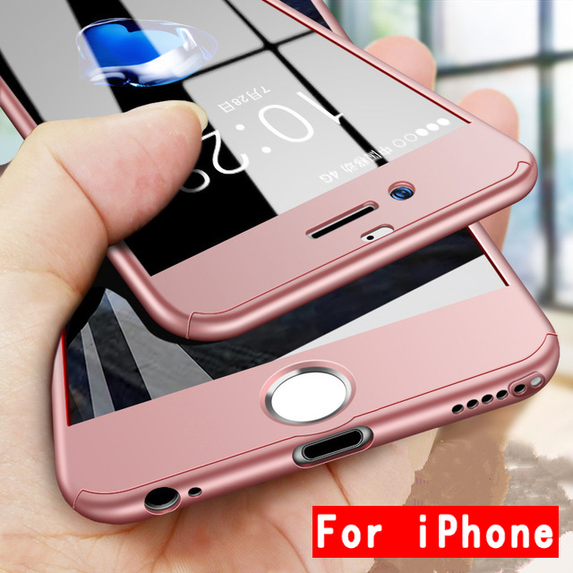 360 Full Cover Phone Case For iPhone X 8 6 6s 7 Plus 11 Pro Max PC Protective Cover For iPhone 7 5 5s XS MAX XR Case Send a tempered glass