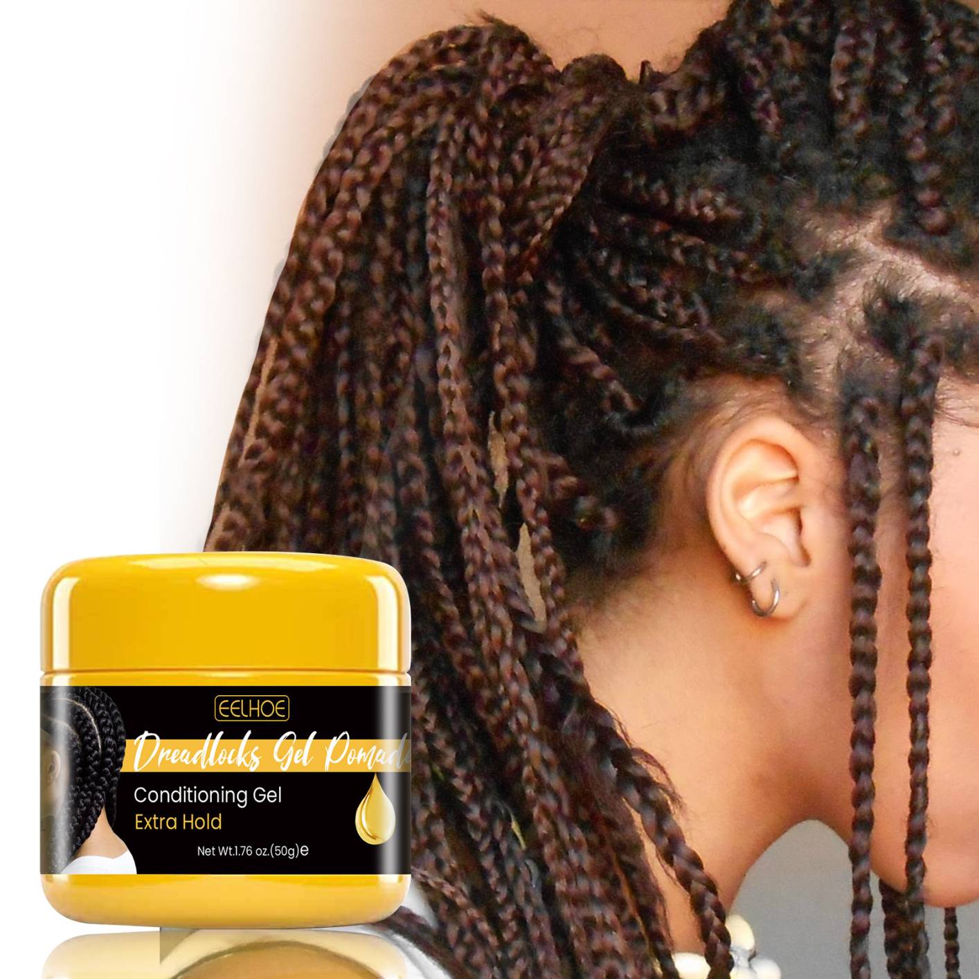 EELHOE Dreadlocks Gel Hair Wax 50g Hold High Shine Moisturize Conditioning Gel for Braids Smooth Edges Hair Loss Hair Care