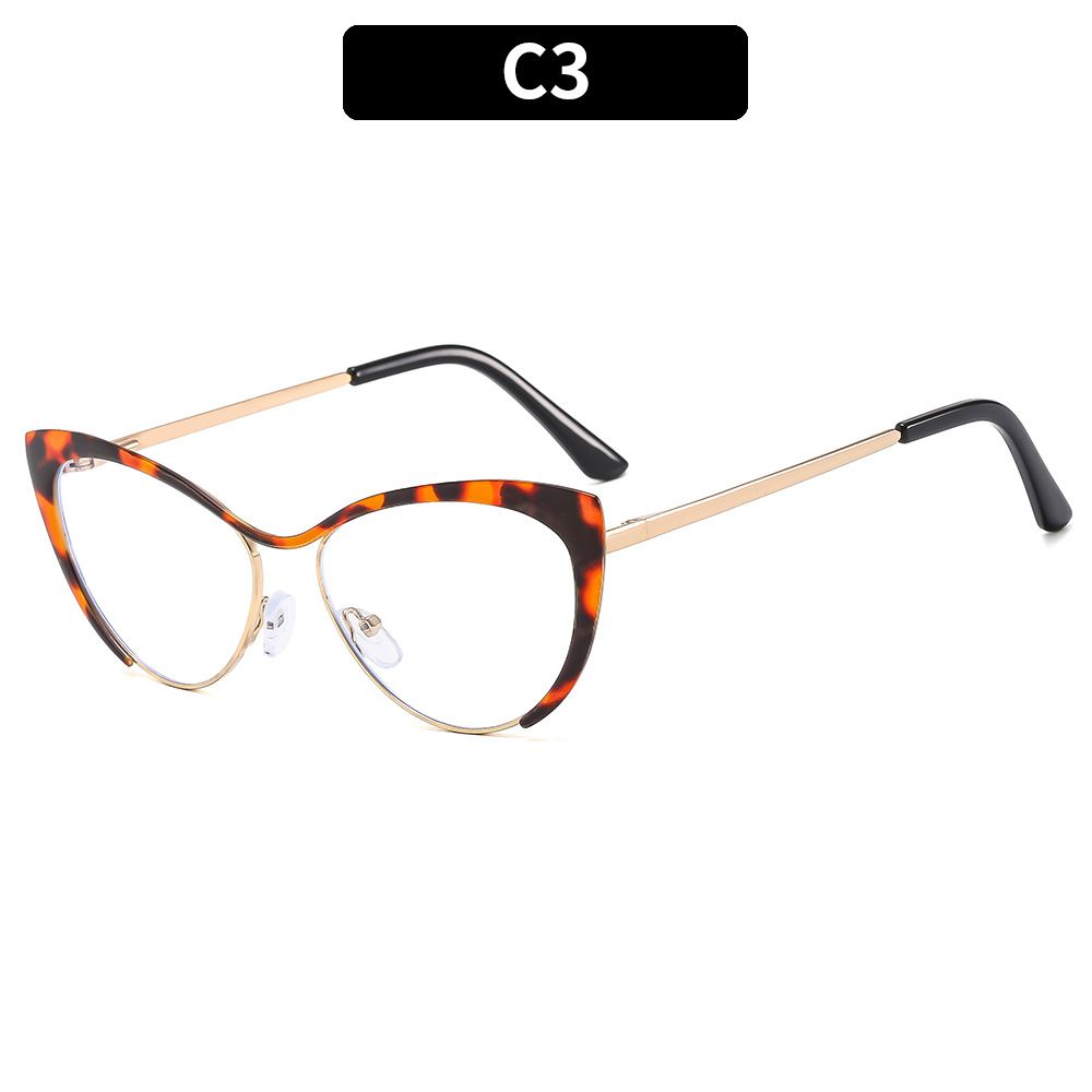 8303 Sexy Cat Eye Gold Metal Half Frame Glasses for Women Optical Computer Glasses Female Spectacles Fashion Eye-wear EyeglassesC3