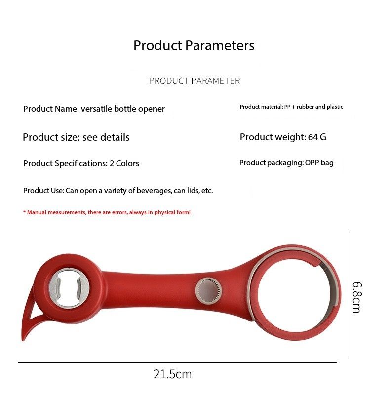 Plastic 4-in-1 Bottle Opener - Creative Multifunctional Lid Twist, Beer, and Can Opener for Home Use