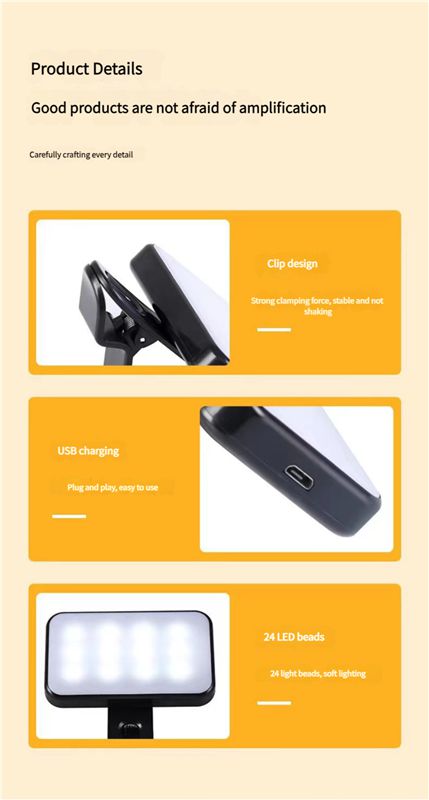 Mobile phone, computer, tablet, video conference, fill light, live stream, selfie, photo clip, dual color warm light