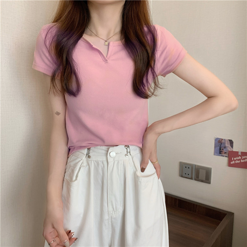 165 Women's Design Sense Slim Casual T-shirt Short Sleeves