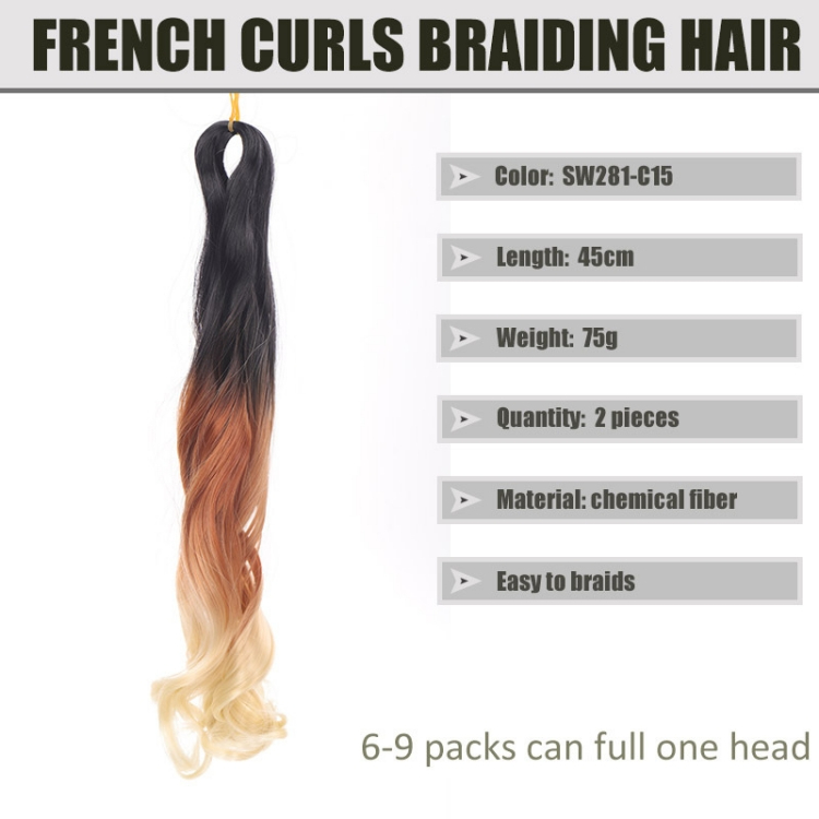 Wigs female French Curly hair Crochet needle weave Hair 2-piece set Curly hair Braid cauda equina big roll cauda equina CRRSHOP women beauty care hair dressing wig
