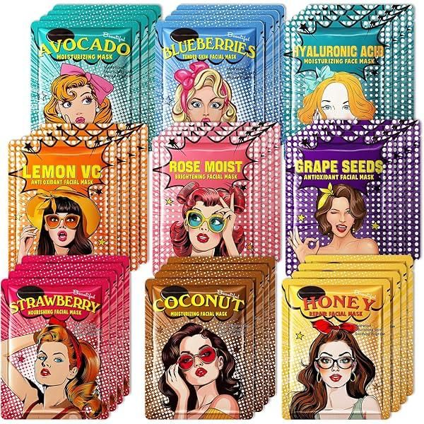 Randomly picked sheet mask for Moisturizing, oil control, anti-acne, pores shrinking, hydrating and other skin care benefits tackling various skin conditions, with gifts