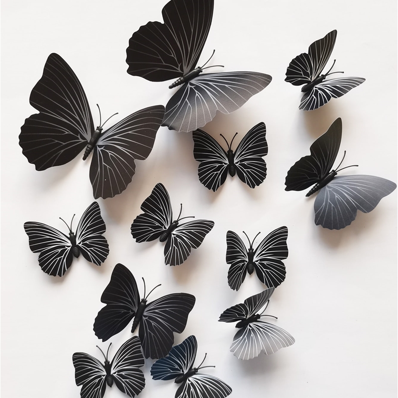 TL008 12 PCS Butterfly Wall Decals - 3D Butterflies Decor for Wall Removable Mural Stickers Home Decoration Kids Room Bedroom Decor