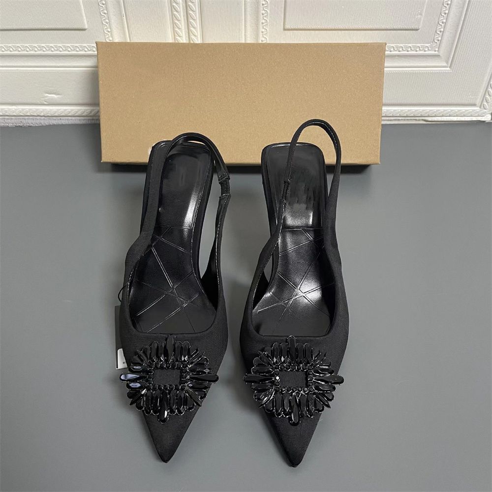 ZA DTM2024 spring new thin heel shallow mouth black high heel pointed temperament small fragrant wind Mueller shoes single shoe women