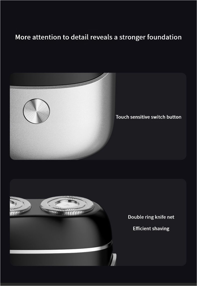 New mini electric shaver, fully washable with dual magnetic heads, suitable for home use and portable, men's facial hair trimmer