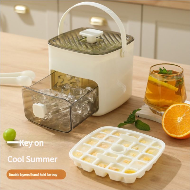 Ice box one-click ice removal, easy demoulding, ice tray, easy demoulding, large-capacity ice box, square plastic mold