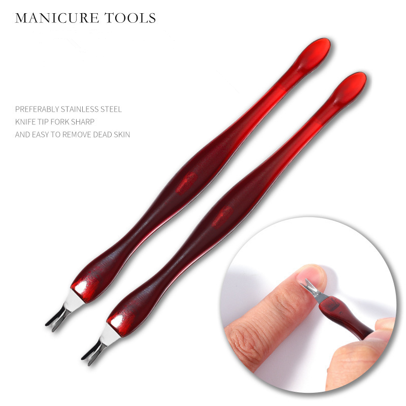 MJGJ-35 3pcs Premium Cuticle Trimmer, Cuticle Remover Applied for Manicuring/Pedicuring, Dead Skin Fork with Stainless Steel V-Shaped Fork