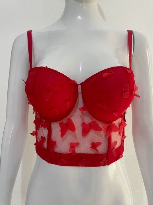 Hot sale solid color butterfly mesh sexy camisole small vest women's corset herringbone breasted bandeau underwear