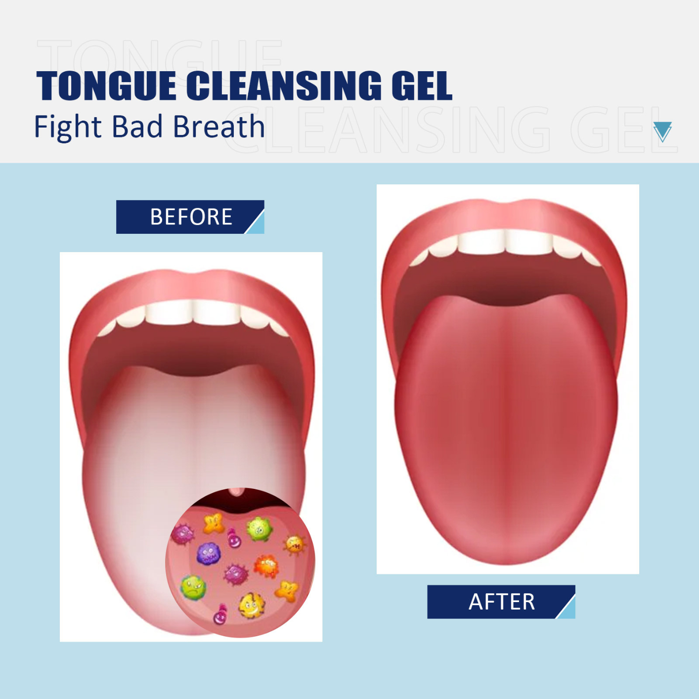 Tongue Scraper Precise Cleaning Brush Kit, Tongue Cleaning Gel Tongue Brush Easy To Use Tongue Scrubber for Men Women, 1 Pc Tongue Cleaning Gel and 1 Pc Tongue Brush