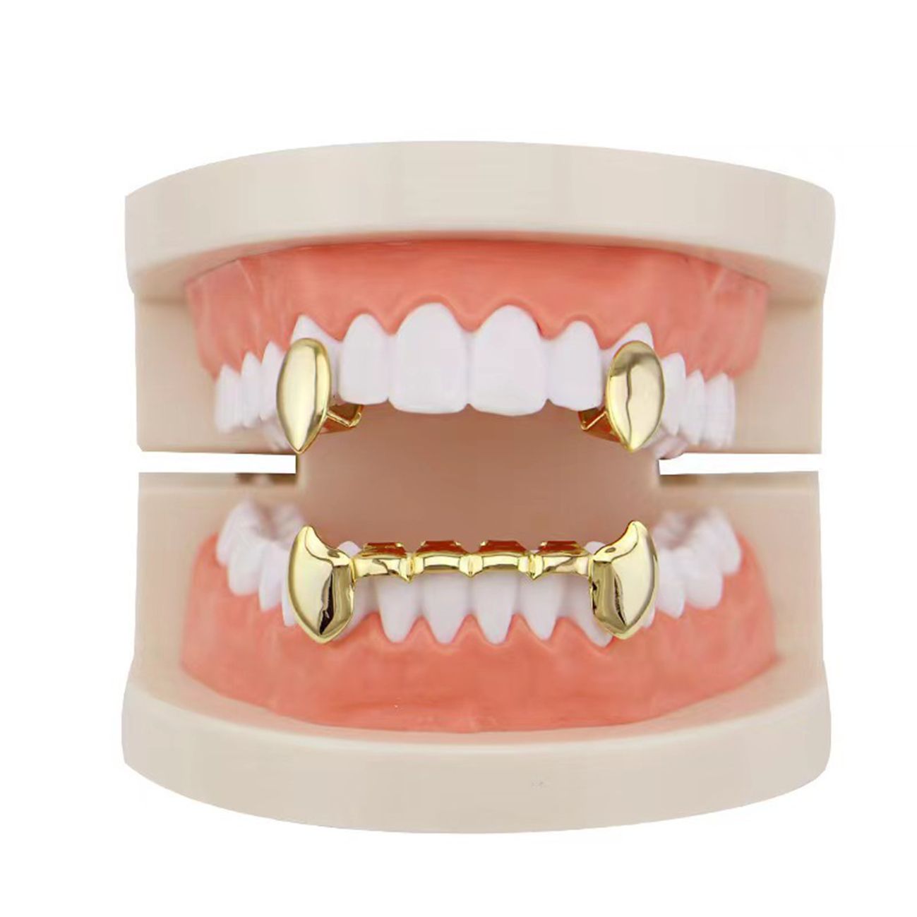 Hiphop shiny hip-hop grillz single canine grillz decorative small tiger teeth set vampire grillz hip-hop teeth grillz tooth grillz gold teeth silver teethGold combination set