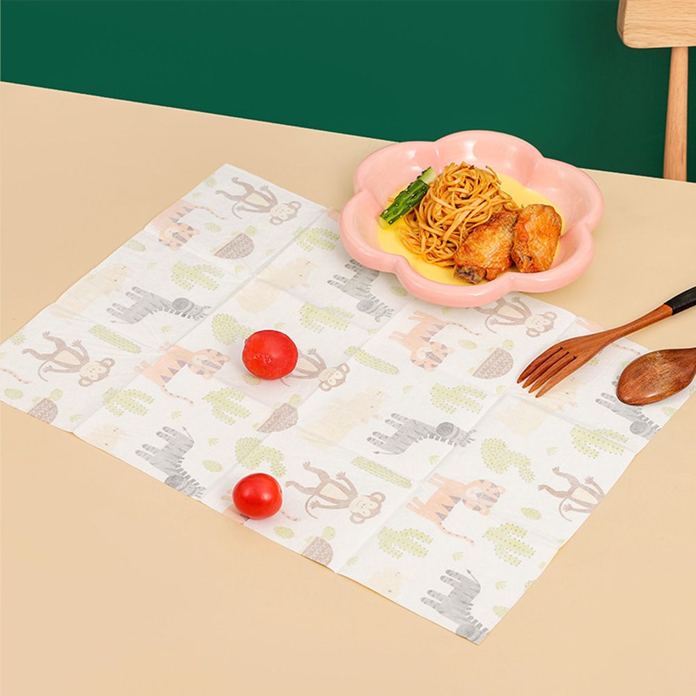 A pack Muchen children's disposable dining mats, waterproof and oil-proof, no need to wash, portable tablecloth cartoon fruit pattern.
