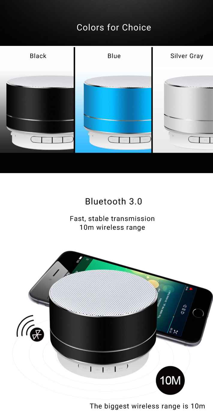 LLT A10 Bluetooth Speaker Mini Portable Loudspeaker TF USB Subwoofer Music Player Black 1Pcs/Box