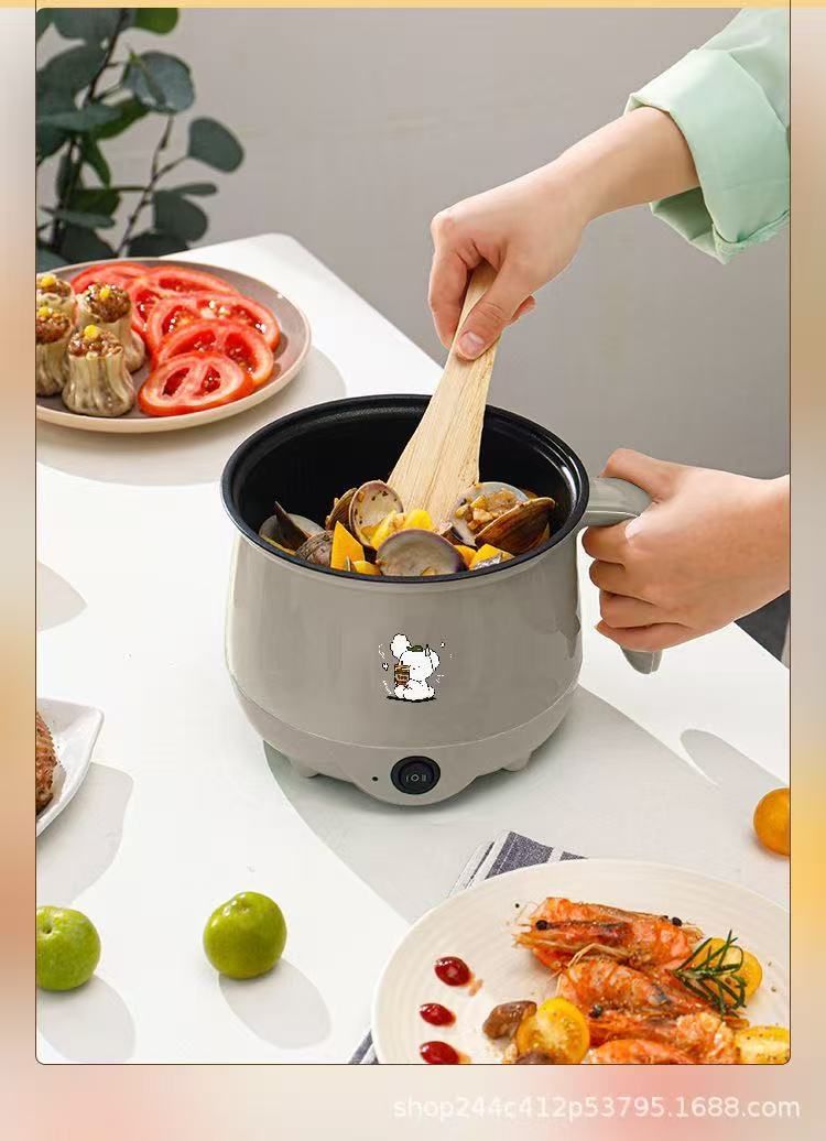 Hot-selling portable multi-functional electric cooking pot, electric hot pot, mini instant noodle pot, with a thickened non-stick inner pot.