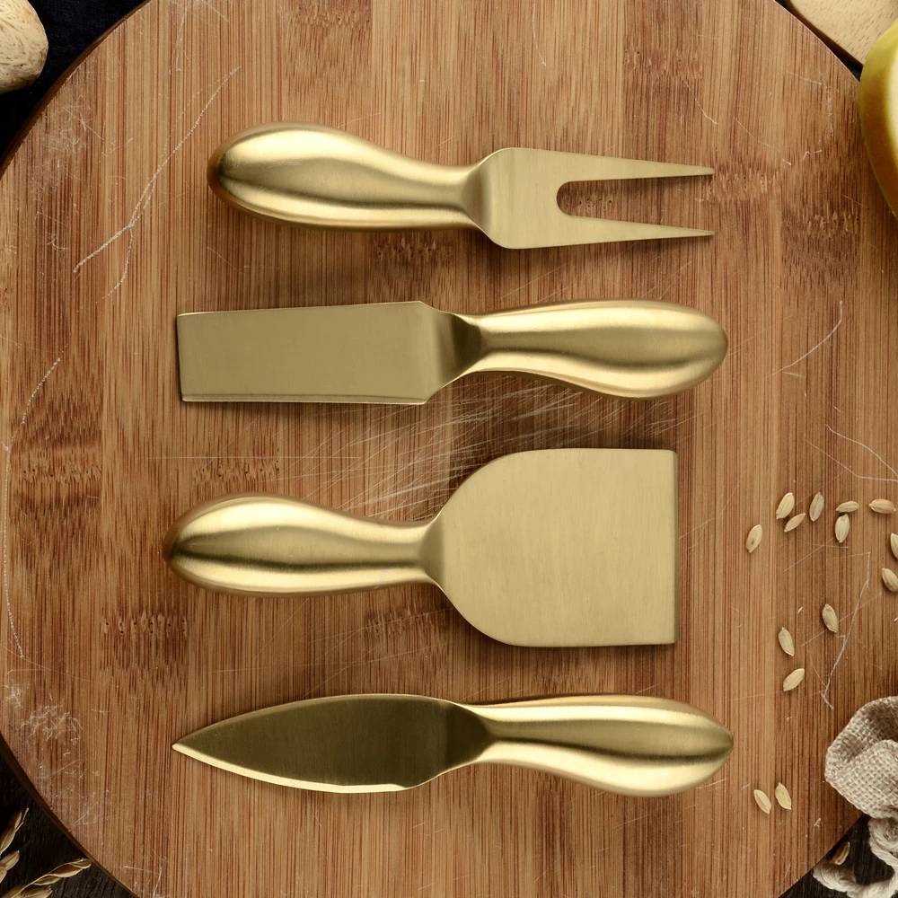 4pcs/set Cheese Knife Set Stainless Steel Butter Spreader Cheese Cutter slicer Fork Kit Kitchen Useful Breakfast Cooking Tools