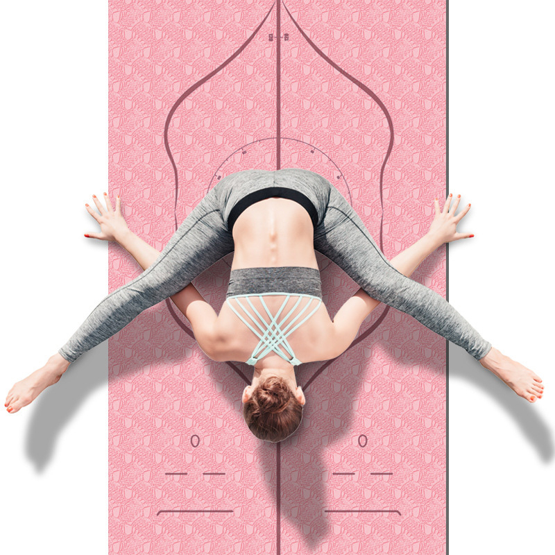 5228 TPE Yoga Mat Body Position Line Yoga Mat Thickened, Widened and Extended Yoga Fitness Mat for Indoor