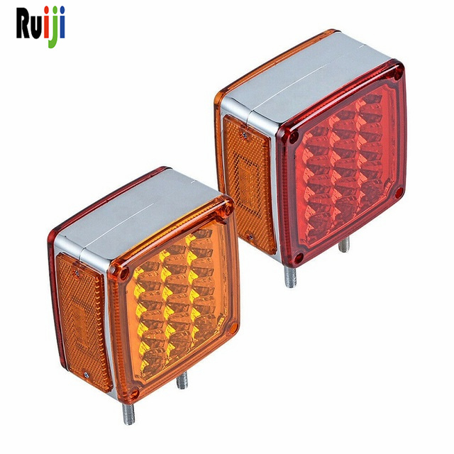 2 x Ruiji 39LED Tractor Trailer Tail Lights Fender Brake Turn Signals Square Double Sided Turn Signals Brake Lights Truck Tail Lights
