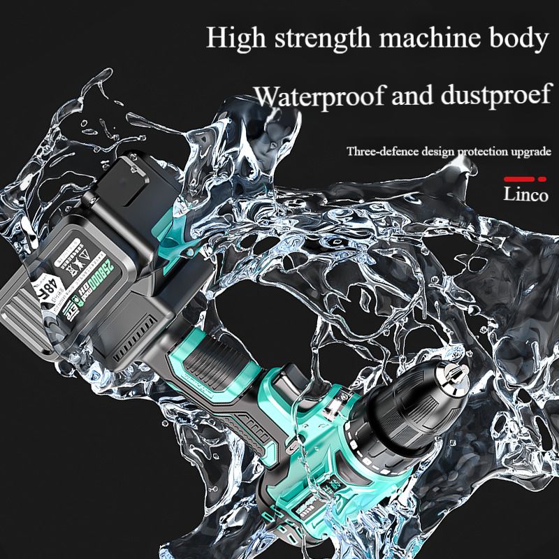 Brushless hand drill impact drill rechargeable dual speed lithium battery to 48V pistol drill power tool screwdriver
