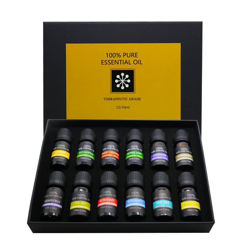 CRELVCOE 12pcs/box Essential Oil Pure Natural 10ML Pure Essential Oils Aromatherapy Diffusers Oil for Healthy Calming Air Fresh Care Air Humidifier Diffuser