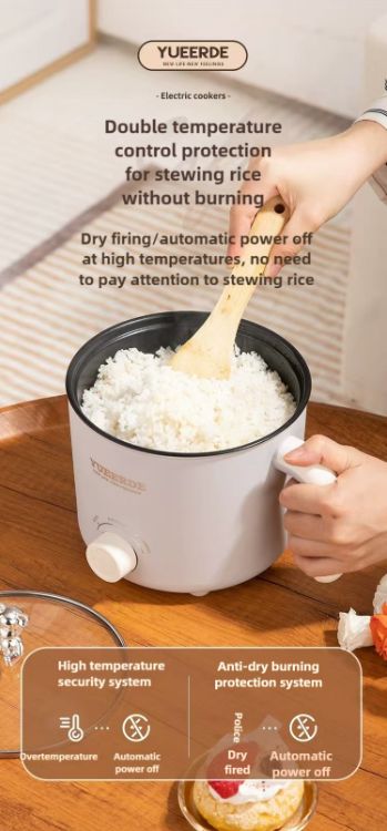 DISI multifunctional electric cooking pot with steamer, two levels of firepower,portable cookware,stew,boil,saute,fry,steam,1.5L