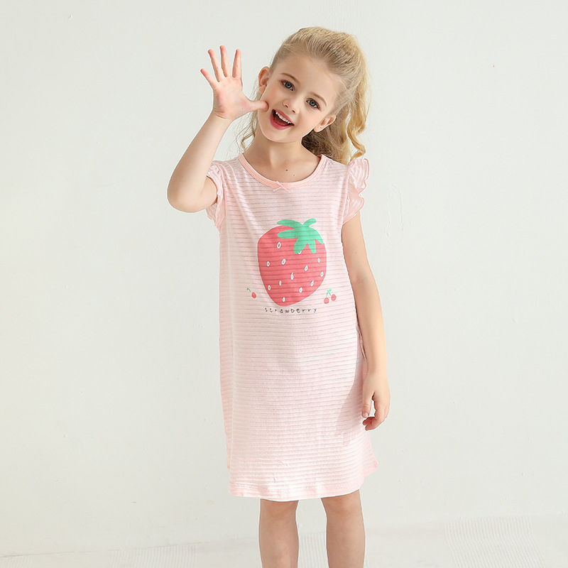 girls pajamas Fly sleeve baby pajamas Printed dresses Children's loungewear