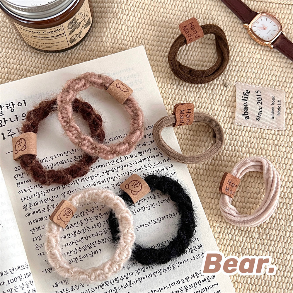 FQ1228 Women's Simple and Durable High Stretch Coffee Bear Hairband Hair Accessory
