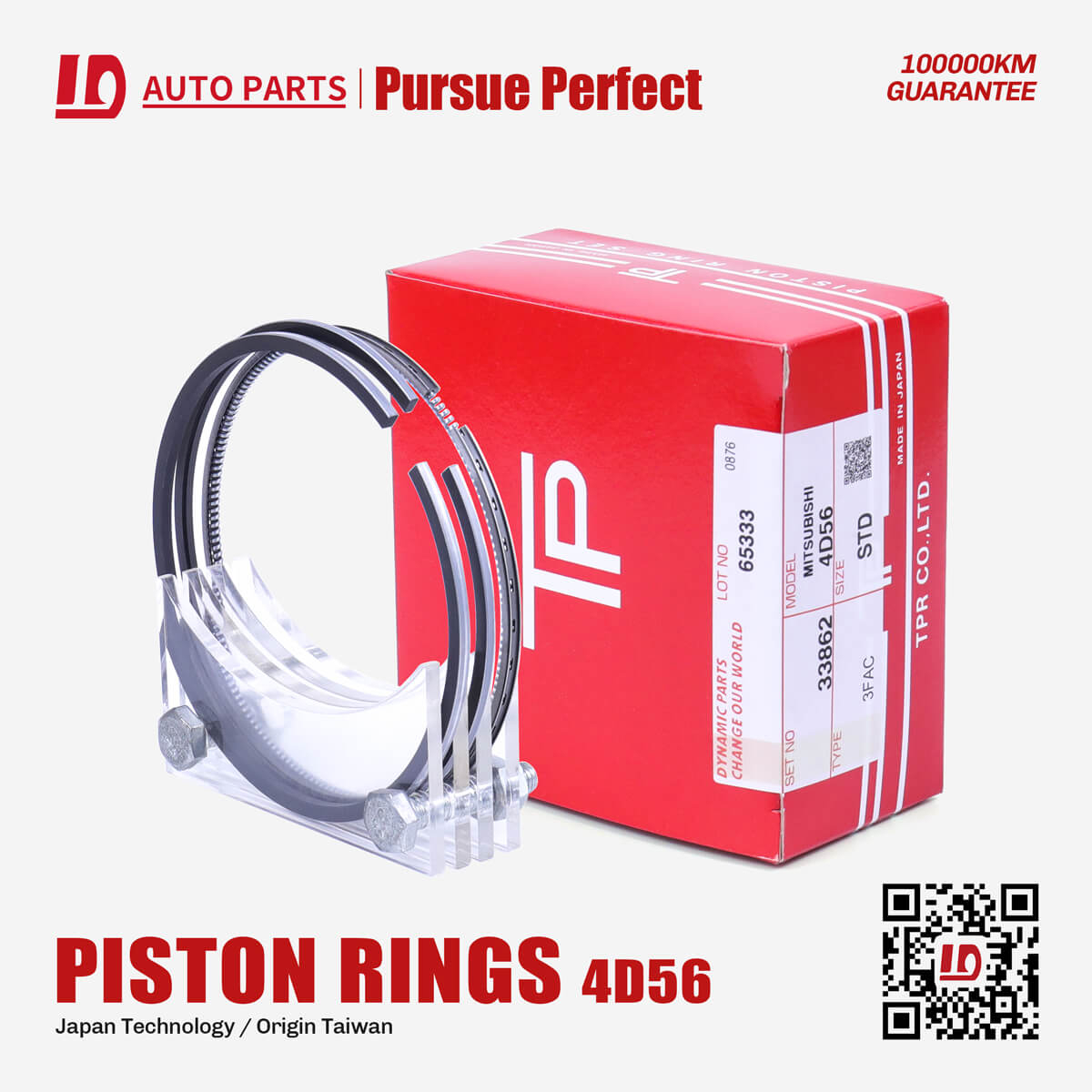 TP 4D56-TC,4D56 Engine Piston Rings OEM:33862 for MITSUBISHI
