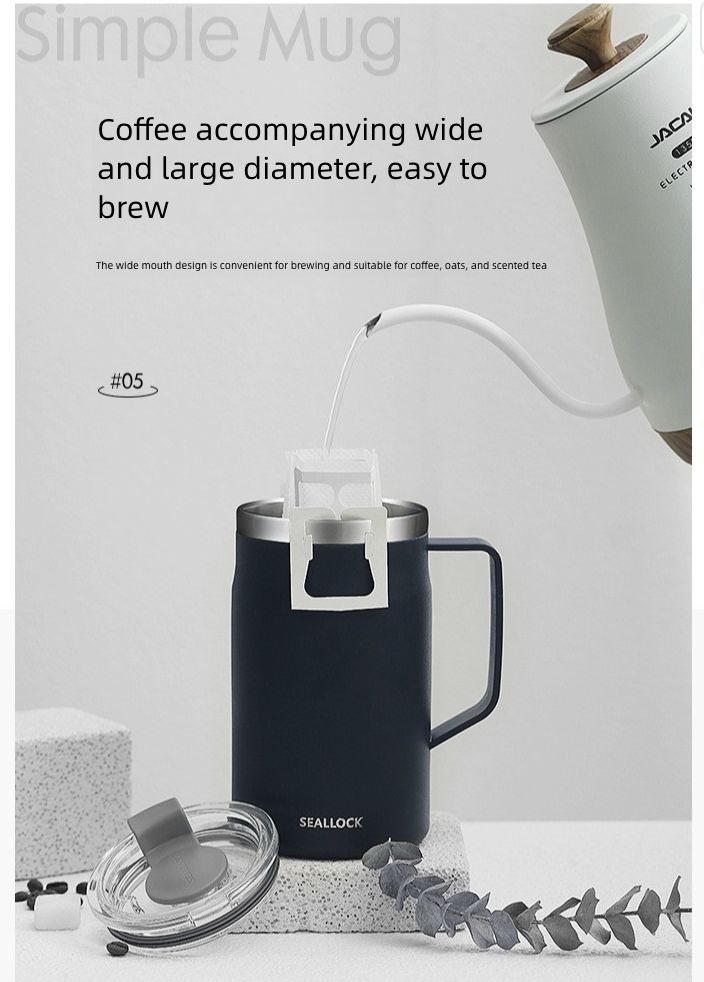 Ins Style Stainless Steel Coffee Cup Portable Insulated Water Cup Stainless Steel Cup Sealed with Lid Mark Cup Kitchen Dining Dinnerware Coffee Cups Mugs