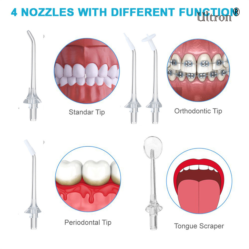 Ultron Portable Oral Irrigator Water Flosser Dental Water Jet Tools Pick Cleaning Teeth 300ML 5 Nozzles Mouth Washing Machine Floss