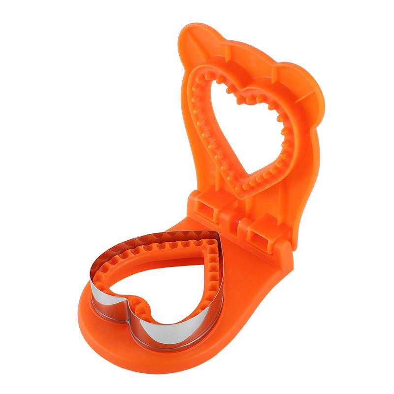 New heart-shaped automatic edge banding toast pocket bread making tool for home DIY sandwich cutting moldOrange