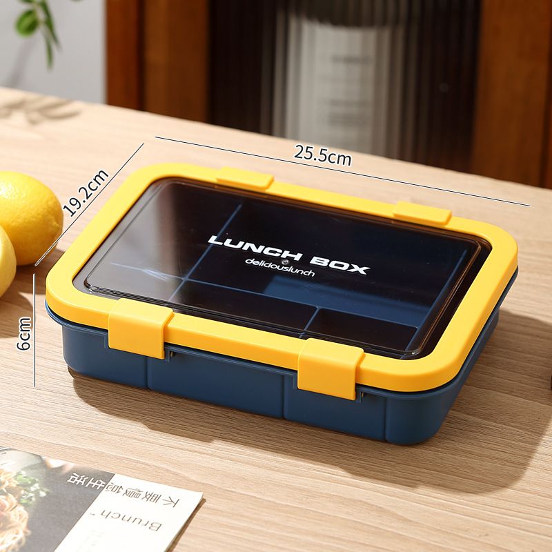 Lunch Box with Compartment Office Worker Light Portable Child Separate Meal Box Kitchen Dining Storage Travel To-Go Food Containersyellow