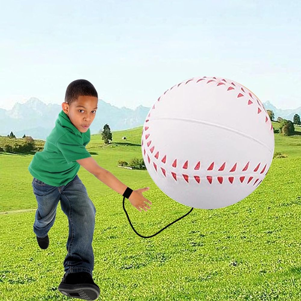 White Tennis Wrist Return Ball Adjustable Bounce Back Ball with String, Rubber Elastic Rebound Finger Exercise Toy
