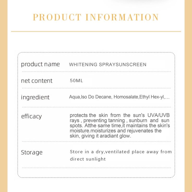 Der.J Sunscreen spray SPF90+ All weather sunscreen spray，Refreshing moisturizing sunscreen spray ，skin whitening Sunscreen Facial Care 