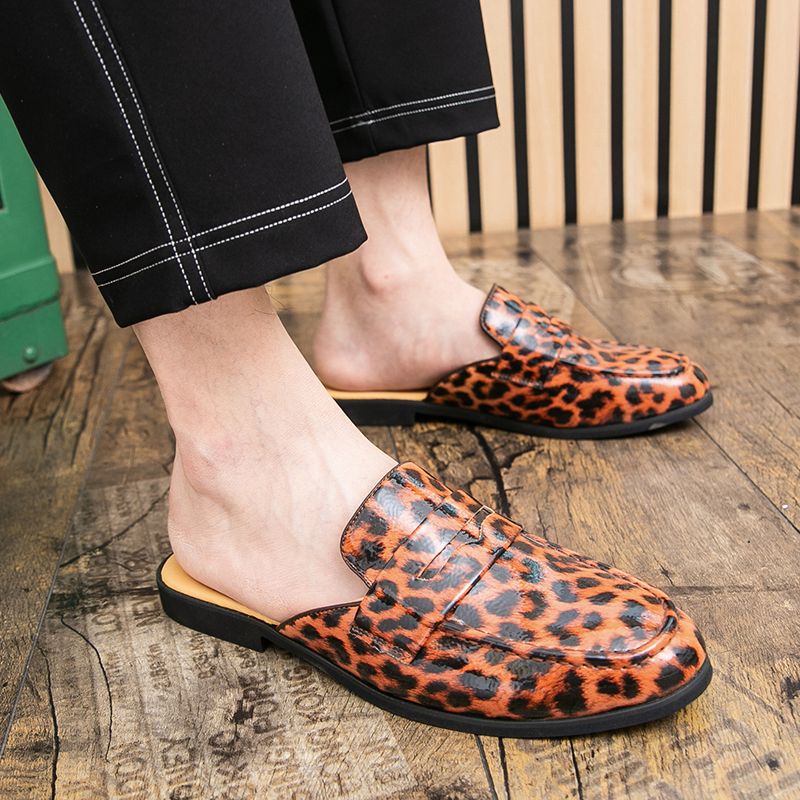 Youth Men Leisure Cool Mules Man Summer Slippers Fashion Casual Leather Loafers Flats Shoes Pu Breathable Slip On Footwears For