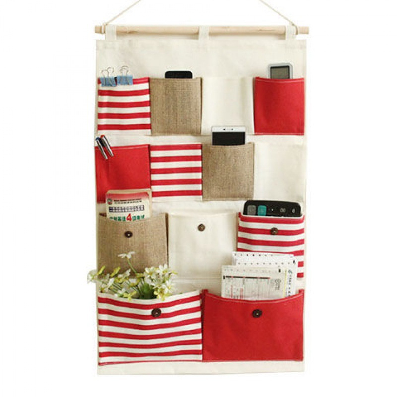 Simple Fabric Hanging Bag Storage Bag Wall Door Bedroom Storage Bag Home Mobile Phone Sundries Decoration Hanging Pocket
