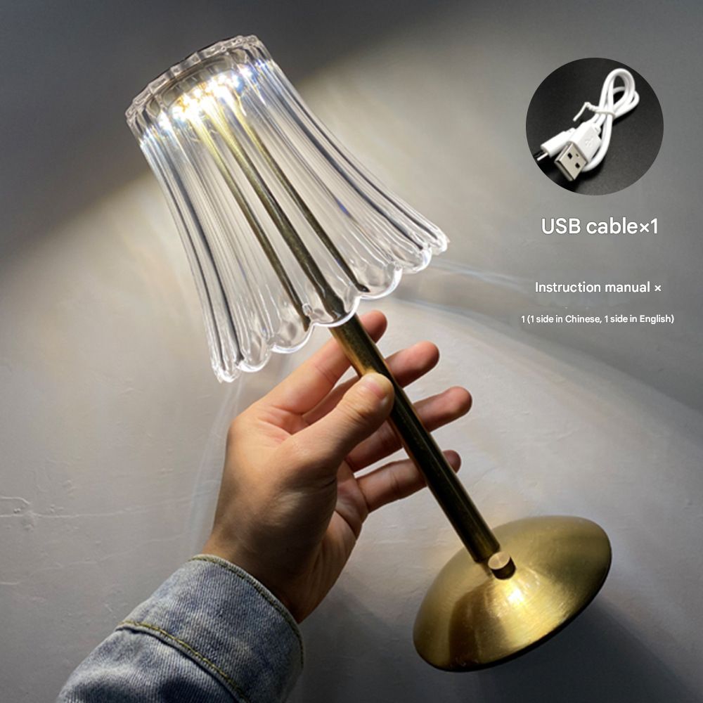 LED retro metal table lamp simple bedroom lamp bedside warm three-color atmosphere lamp USB charging night light