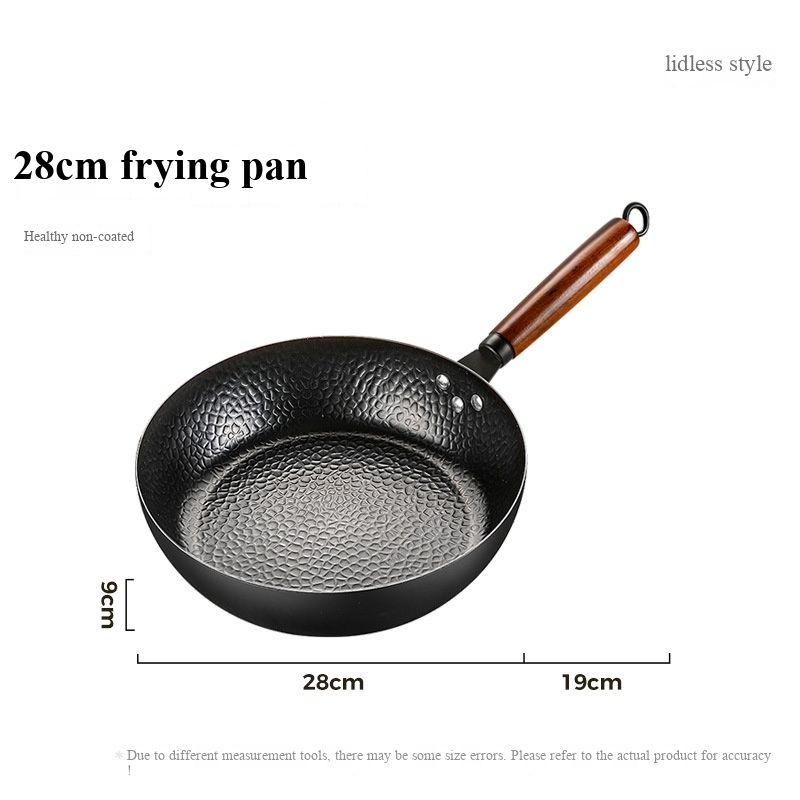 Hammered pattern frying pan, multi-functional flat-bottomed frying and stir-frying pan, old-fashioned hammered iron pan, universal stove flat pan