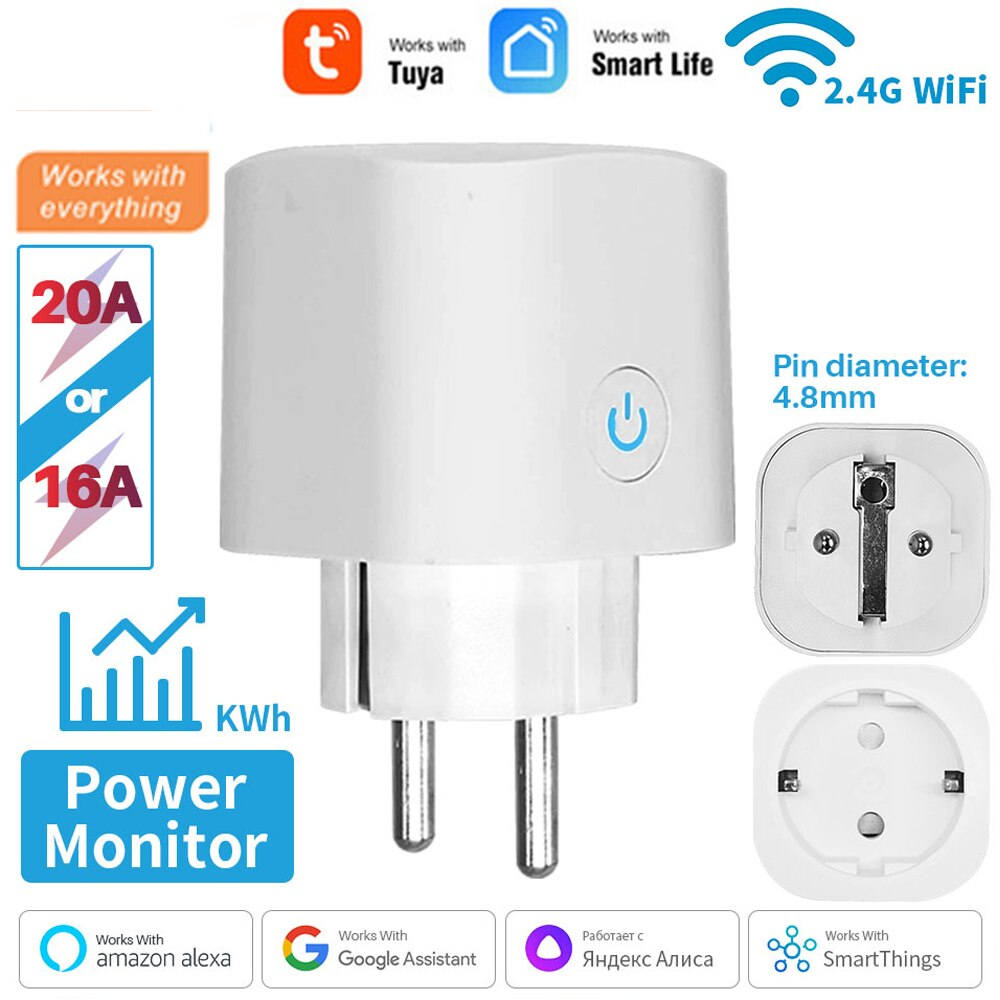 BSD33 Smart Plug WiFi Socket EU 16A/20A With Power Monitor Timing Function Tuya Smart Life APP Works With Alexa Google Home