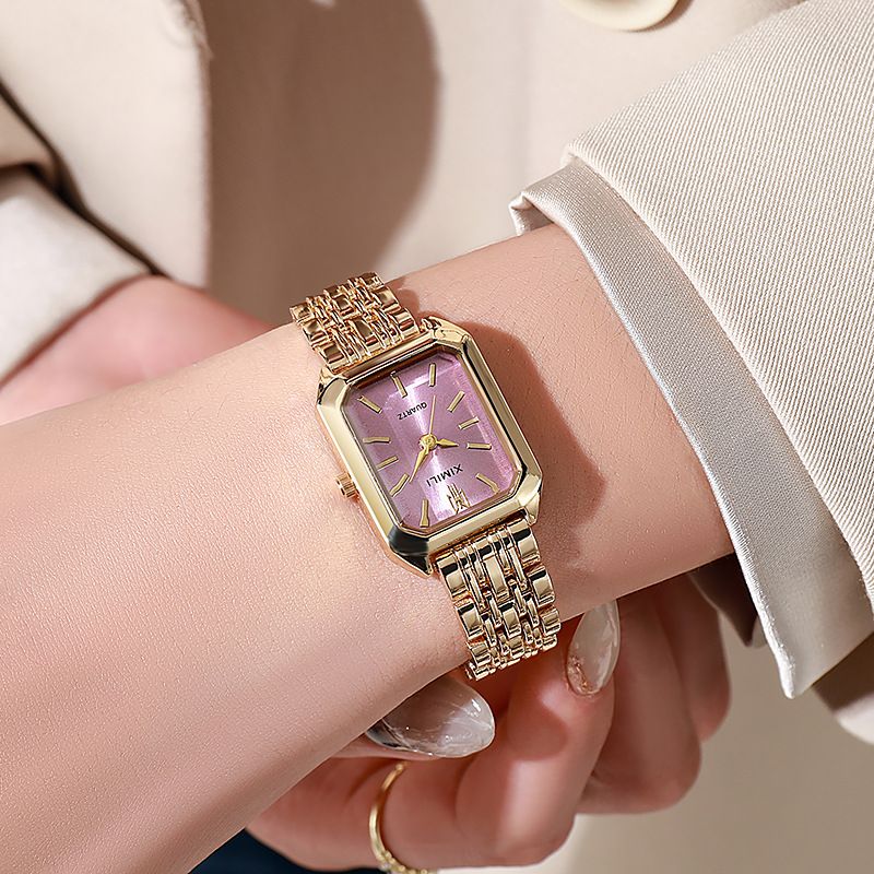 New Light Luxury Steel Belt Women's Watch Female Student Fashion Simple Square Quartz Watch