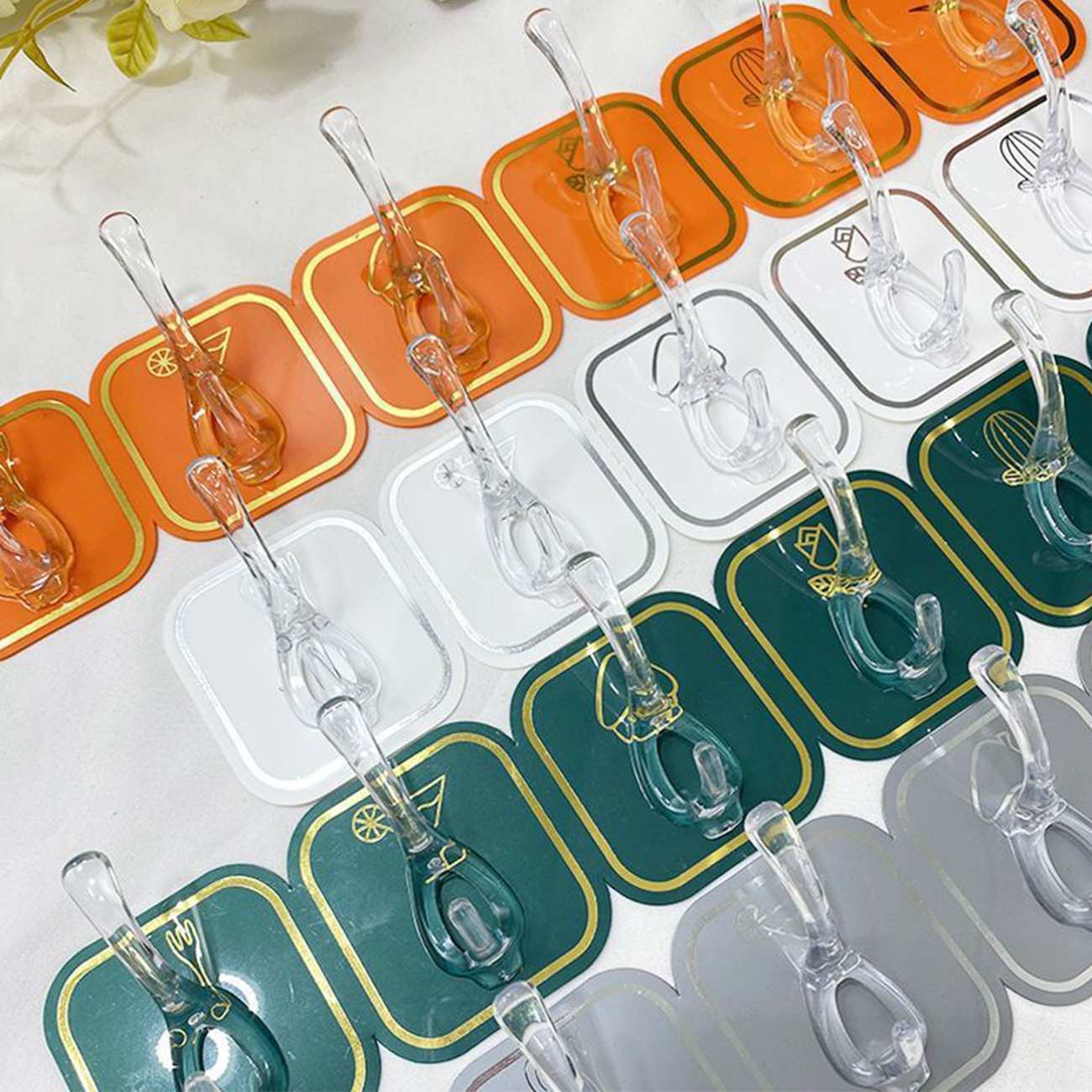 Adhesive Hooks, 6 Pack Acrylic Hooks for Hanger Wall Mount Traceless No Drilling Strong Bearing Capacity for Kitchen Bathroom