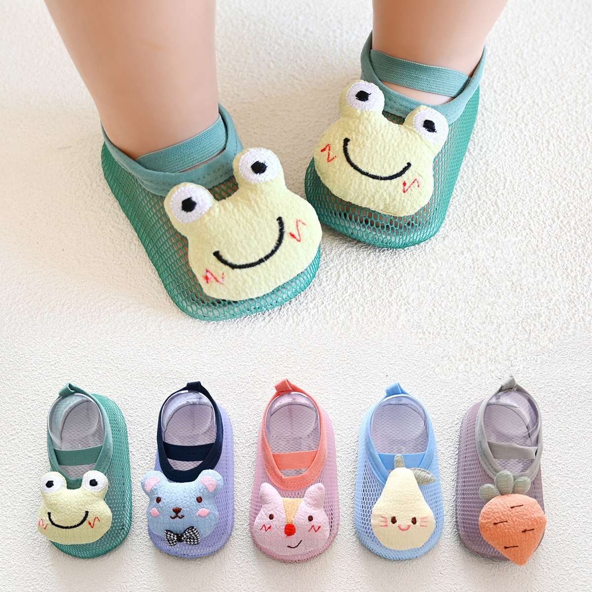 DX62 Low Cut Socks Toddler Baby Boys Girls Non Slip Summer Breathable First Walk Prewalker Floor Soft Socks Shoes