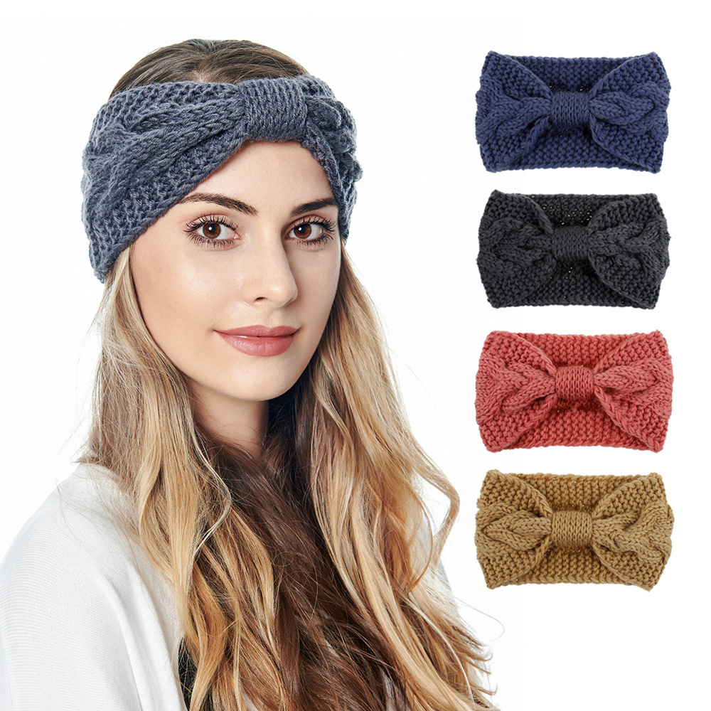 4 pieces women's warm winter headband cable crochet bandana ear warmer headband gift