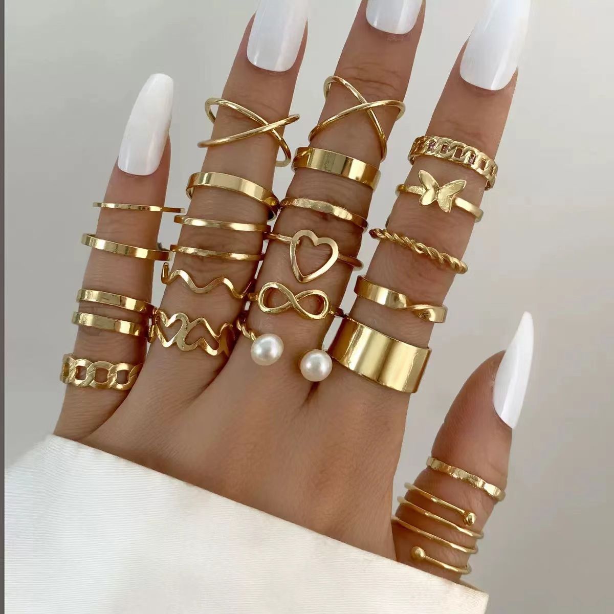 New open multi-joint ring set 22-piece love ring female design sense ...