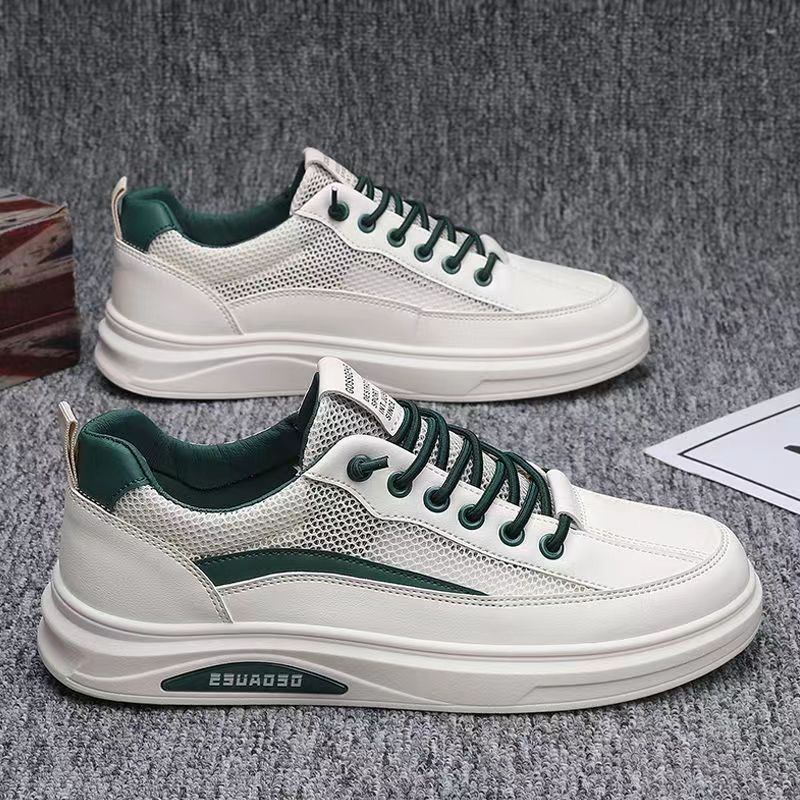 256 Men's Versatile Comfortable Soft-Soled Low-Top Shoes Lace-Up Breathable SneakersBeige (mesh)