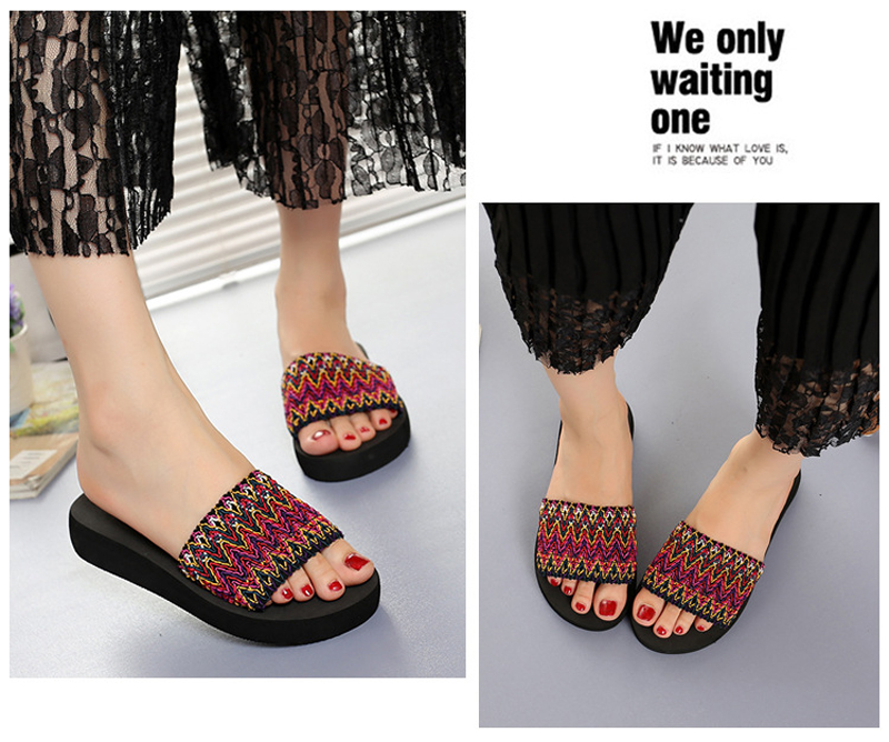 OWL　Fashion slippers sandals with a female muffin slope with Home Furnishing thick non slip bottom summer beach shoes wholesale